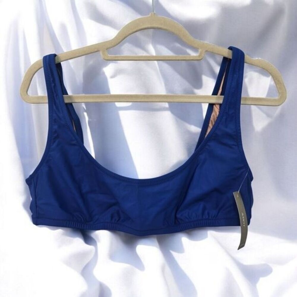 J.Crew Women Royal Blue Scoop Neck Bikini Top BX611 HVI‎ Size Medium NWT